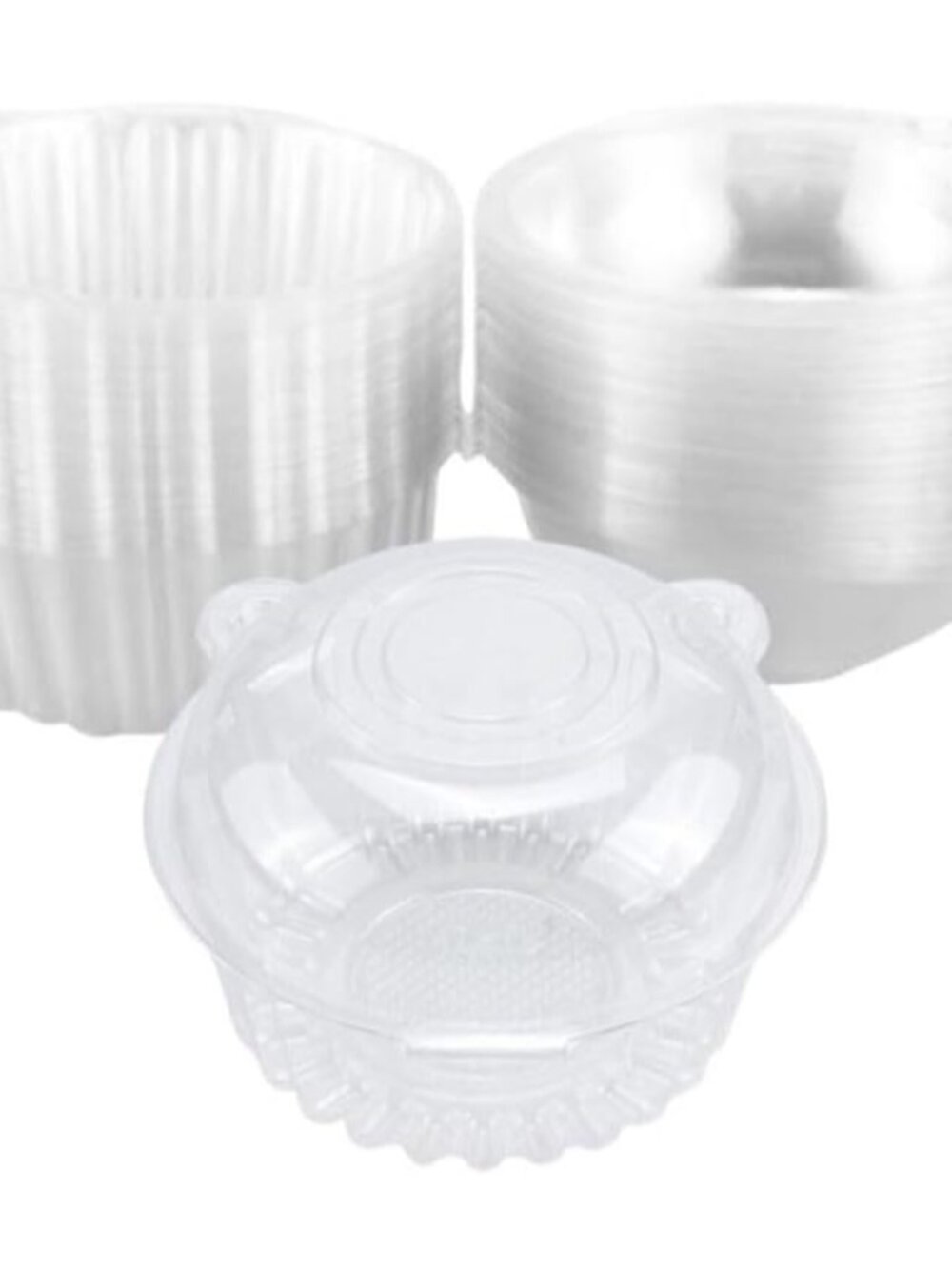 50 Pack Plastic Single Individual Cupcake Muffin Dome Holders Cases Boxes